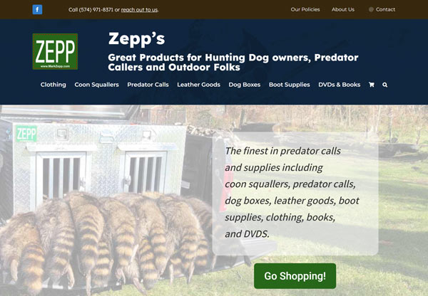 Zepp's Coon Squallers, Predator Calls, Dog Boxes, and more.